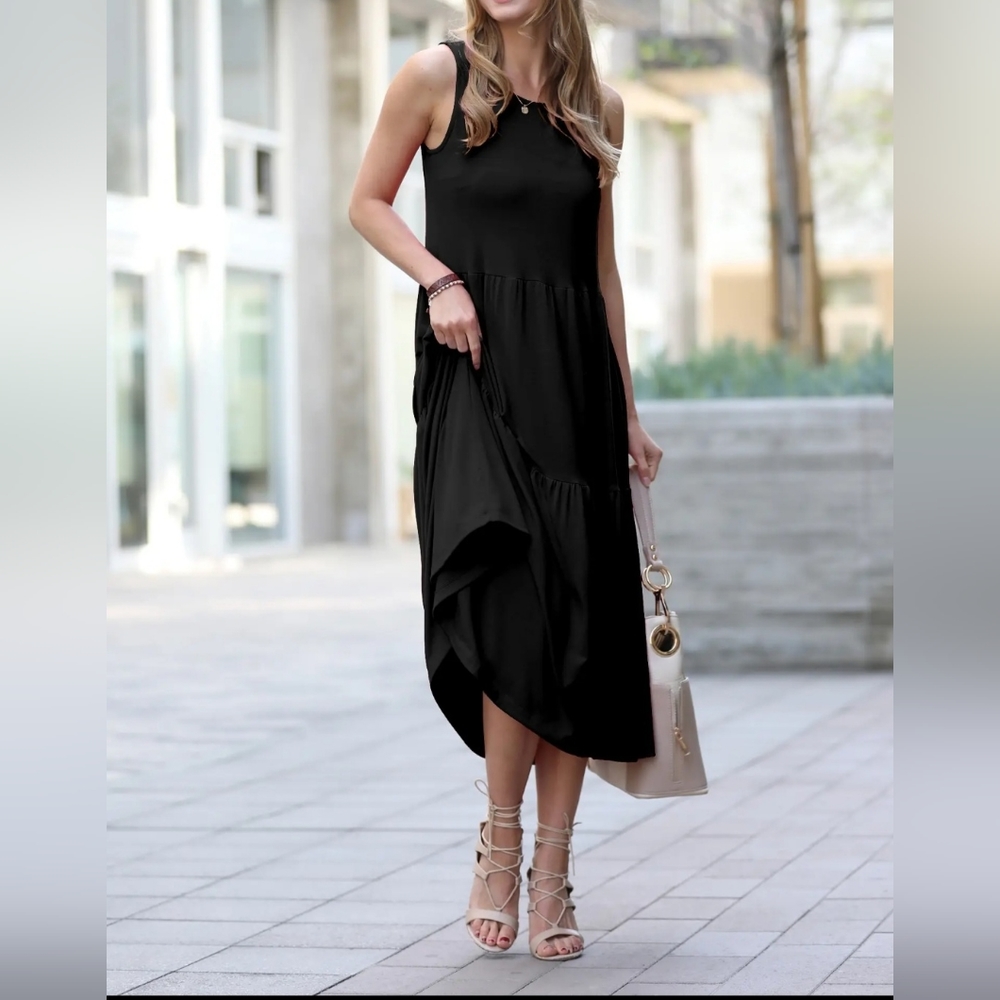 016 - NEW! Most Fabulous Boho Sleeveless Tiered Midi Dress - Picture 2 of 2